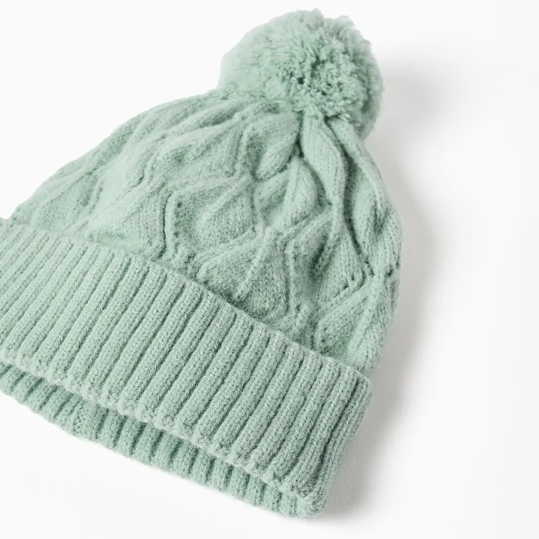 Gorro de punto trenzado con pompón - Imagen 2