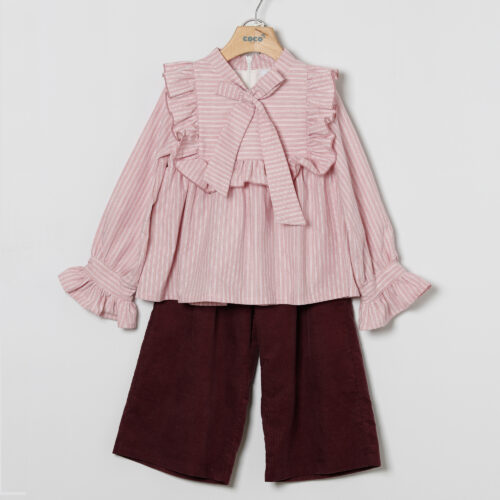 Imagen de Conjunto blusa rayas rosa niña