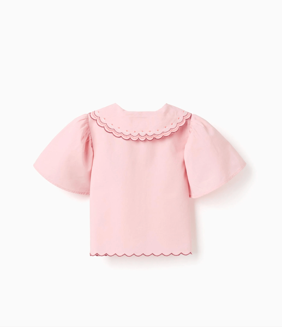 Blusa popelín con cuello bordado niña - Imagen 2