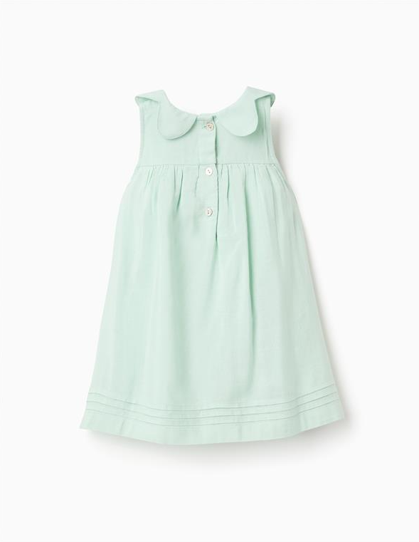 Vestido lino cuello flor bebé niña - Imagen 2