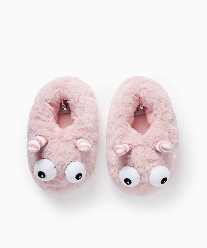 Zapatilla de casa de peluche monstruo rosa - Imagen 2