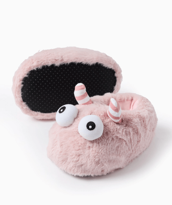 Zapatilla de casa de peluche monstruo rosa - Imagen 4