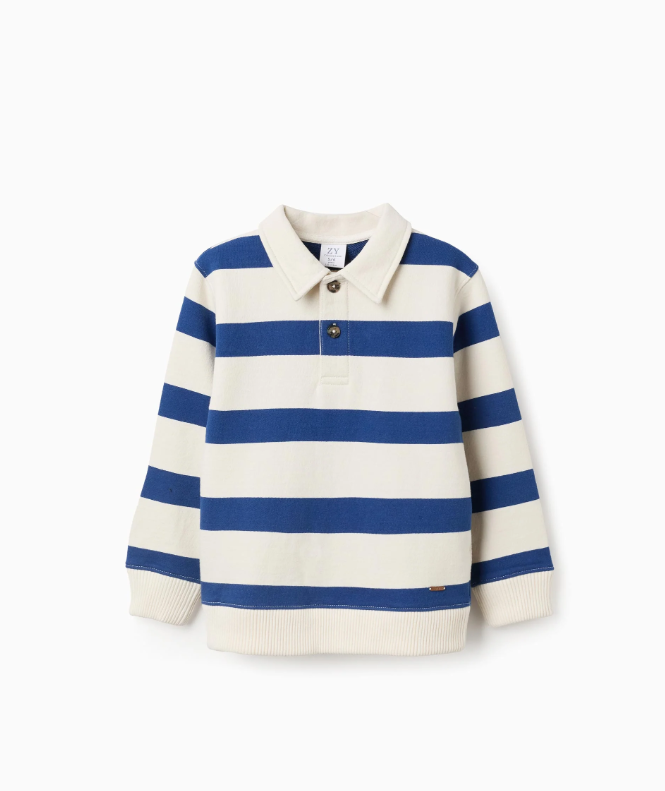 Sudadera rayas con cuello polo - Imagen 2