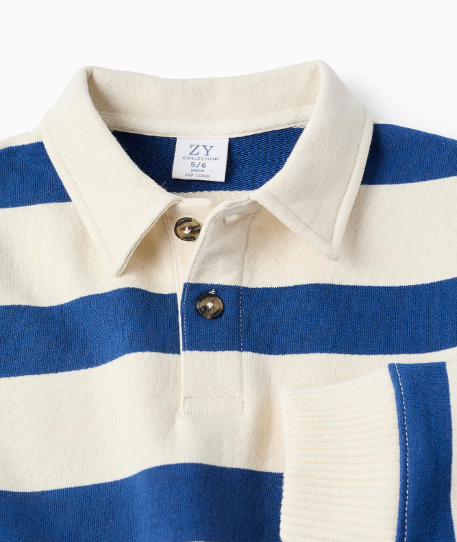 Sudadera rayas con cuello polo - Imagen 4