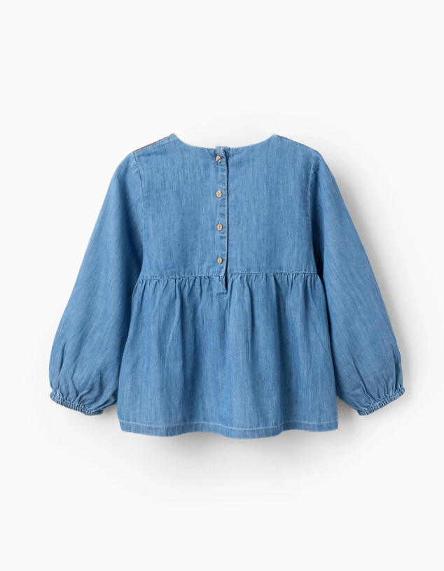 Blusa denim bordada - Imagen 2