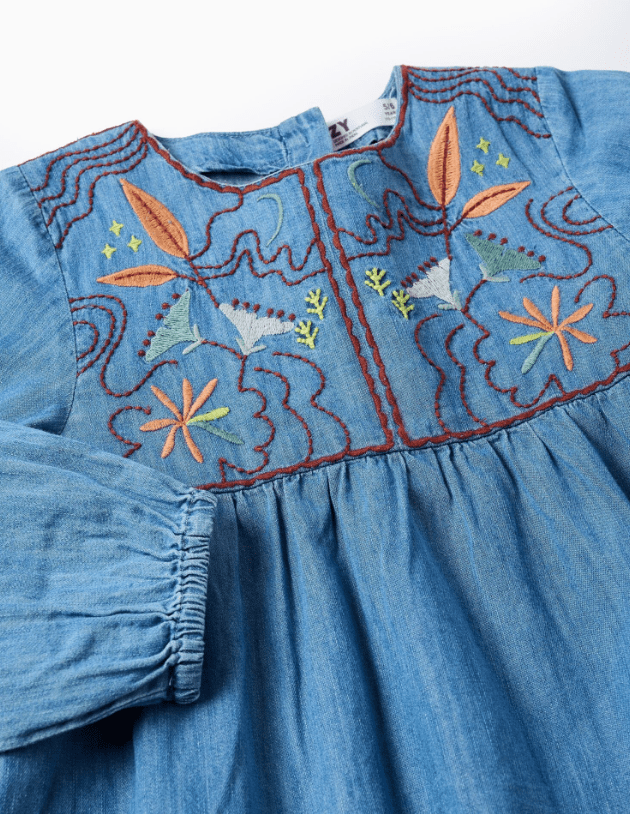 Blusa denim bordada - Imagen 3