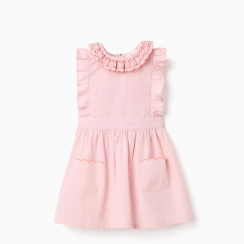 Imagen de Vestido de popelín con cuello y mangas con volantes