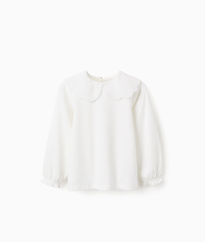 Camiseta cuello bordado inglés